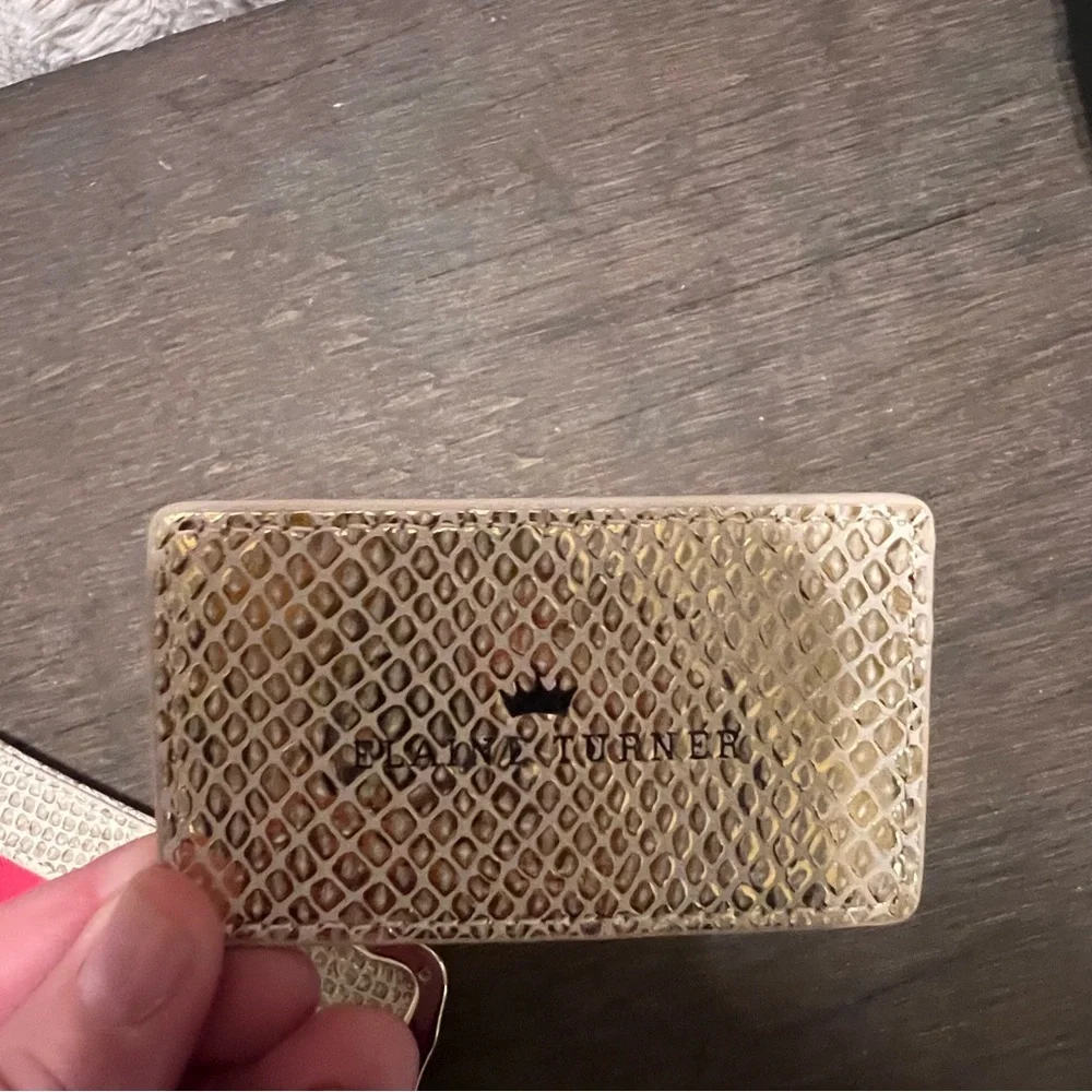 Elaine Turner Metallic Gold Snakeskin Envelope Clutch